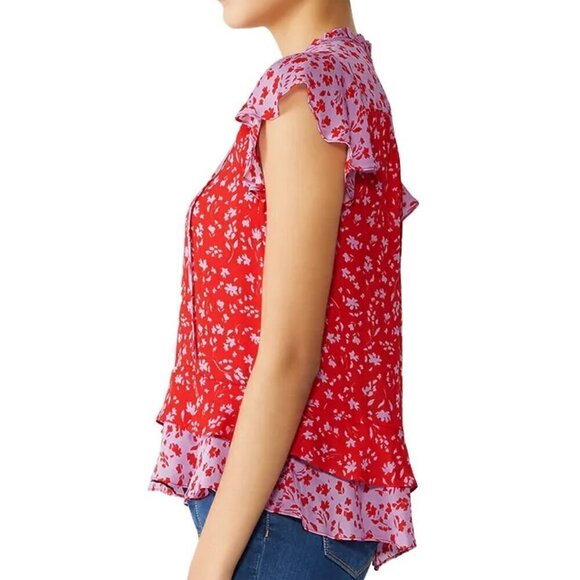 Parker Size S Primrose Combo Blouse, Flutter Sleeve, Gently Used Condition - Picture 14 of 16